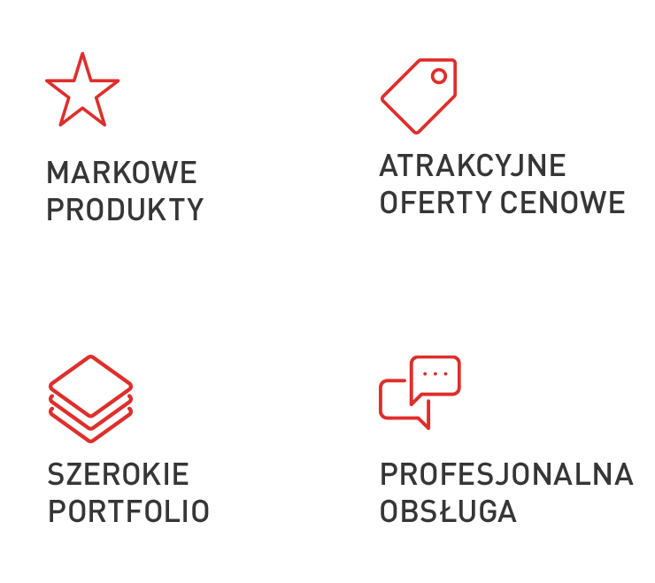 Markowe produkty, atrakcyjne oferty cenowe, szerokie portfolio, profesjonalna obsługa
